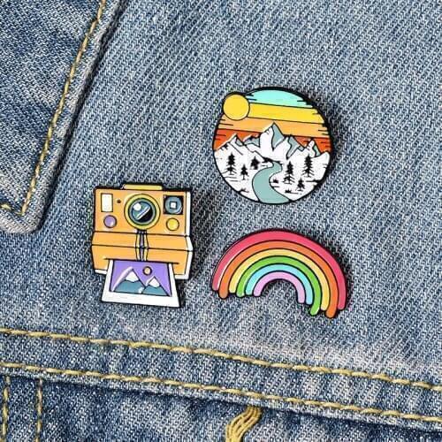 Enamel Pins Custom Pride Rainbow Camera Camping Trip Camper Life Brooch Lapel Pin Shirt Bag Badge Jewelry Gift Friends