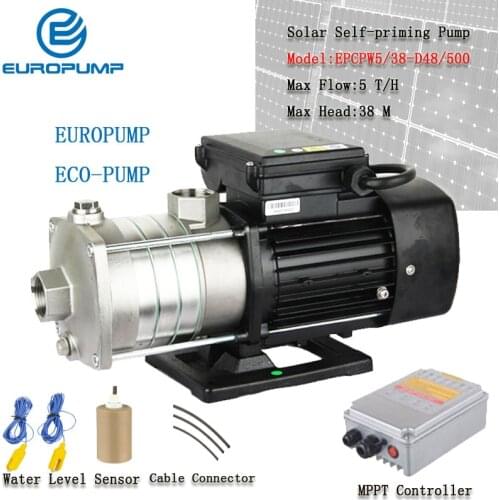 EUROPUMP Solar Stainless Steel Self Prime Pump 48V DC Solar Land pump booster pressure surface Bomba MODEL(EPCPW5/38-D48/500)