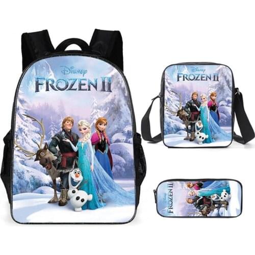Disney 3PCS School Bag Set Frozen 2 Printing School Backpack For Teenagers Elsa Girls Student Travel Book Bag Princess Schoolbag