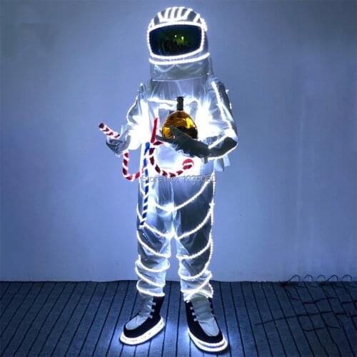 Robot Suit LED Clothing Dance Men Interstellar Robot Luminous Costumes Show Halloween Mardi Gras Carnival science fiction movie