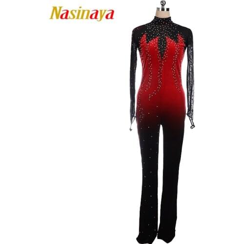 Nasinaya Figure Skating Leotard Jumpsuit For Girl Kids Women One Piece Customized Patinaje Ice Skating Black White Gradation