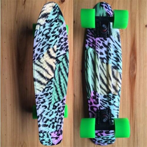 Leopard Graphic Penny Board Mini Cruiser Plastic Skateboard 22" X 6" Retro Longboard Skate Long Board No Assembly Required