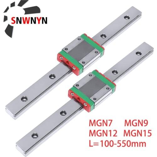 3D Printer MGN12 MGN7 MGN15 MGN9 100mm 300 550 Miniature Linear Rail Slide 2pc MGN12 Linear Guide+2pc MGN12H Carriage CNC Parts