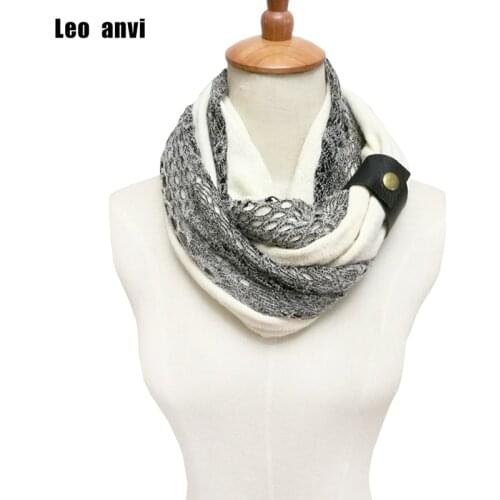 Leo anvi Fashion designer White Navy winter lace ring Scarves style women cotton colorful crochet Infinity Knitted scarf