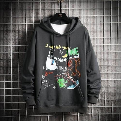 KKSKY Oversized Mens Hoodies 2020 Men Graffiti Sweatshirt Japanese Streetwear Harajuku Black Hoodie Men Sweatshirts White xxxl