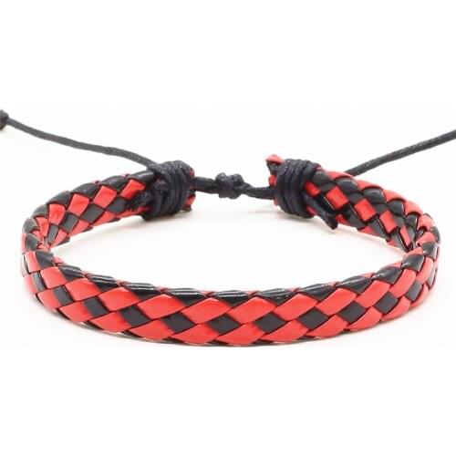 New Arrival Handmade Fashion Trendy 6 Colors Vintage Handmade Bracelet Punk Men PU Leather Bracelet For Women Jewelry Accessory