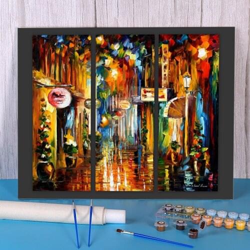 Old City Street DIY Paint By Numbers Kit Acrylic Paints 40*50 Canvas Painting Home Decoration For Children Handiwork Wholesale