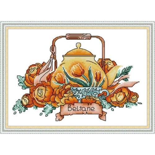 Teapot series 2 cross stitch kit aida 14ct 11ct count print canvas cross stitches needlework embroidery DIY handmade