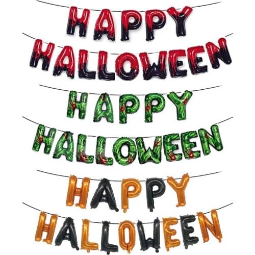 16 inch happy halloween letter balloon set Halloween holiday party decoration and arrangement aluminum foil balloons