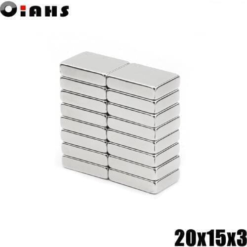 5pcs 20x15x3 Neodymium Magnet 20*15*3 mm N35 NdFeB Block Super Powerful Strong Permanent Magnetic imanes Block