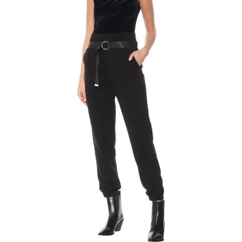 New 11.15 Autumn Winter High Elastic Waist Cotton Sport Casual Harem Women With Belt Loose Pants