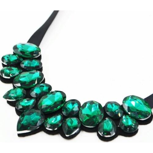 New crystal collar trendy necklaces & Pendants chains wedding accessories multi color glass choker long necklace women collares