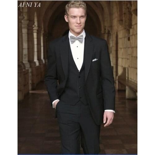 New Style Groom Tuxedo Men suit Two Buttons Groomsmen Dinner Best Man Bridegroom Mens suits(Jacket+Pants+Vest) Traje Hombre