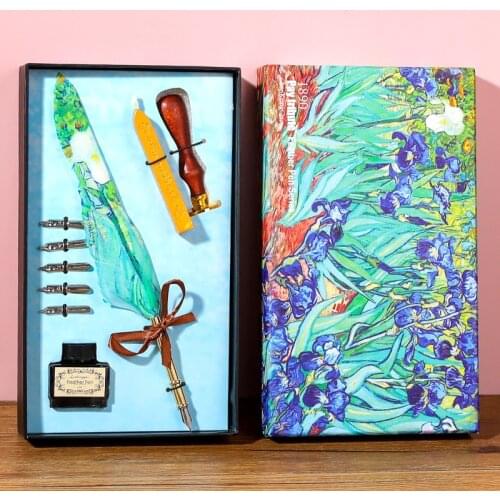 Feather Dip Pen Luxury Calligraphy Pen Set Fountain Pen Creative Oil Painting GIft Box With Seal Student Office School Supplies