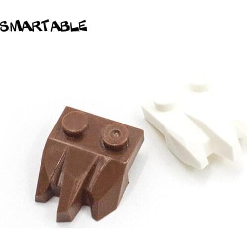 Smartable Plate 1x2 with Carved Rock Building Block MOC Parts Toy For Kids Technical Creative Compatible 27261 12pcs/Lot