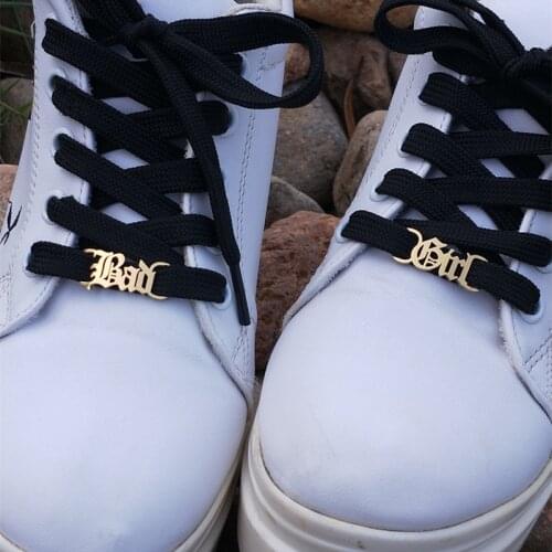 Bad Girl Letter Buckie Punk Jewelry Shoe Accessories For Baby Girl Shoe-buckle Old English Left Right Shoe Fastener BFF Gift