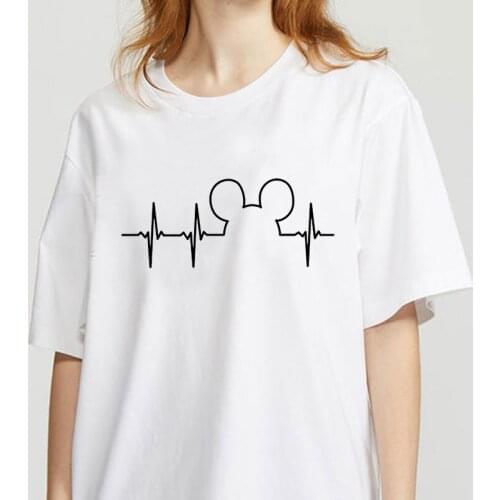 Casual Funny t shirt Summer Heartbeat Women tshirt Lady Young Girl Top Tee Higher Quality selling women t-shirt