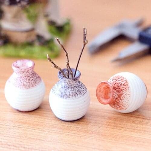 DIY 1Pcs Cute Mini Flower Vase Miniatures Home Decor Accessories Terrarium Figurines Resin Craft Fairy Garden Bonsai Dollhouse