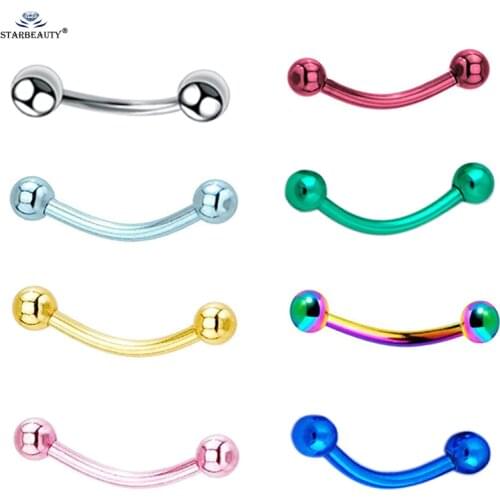 Starbeauty 2 pcs 1.0*10mm 18G Eyebrow Piercing Labret Lip Piercing Helix Piercing Ring Stainless Steel Nose Ring Jewelry Pircing
