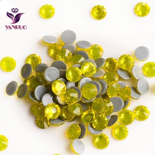 YANRUO 2058HF Hot-Fix Citrine Glass Rhinestone Flatback Crystal for Clothing Heat Iron Transfers Dance Rhinestones Yellow