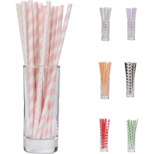 1 Bag Drinking Straw Eco-friendly Disposable Kraft Paper Creative Colorful Cup Straw Supplies for Home
