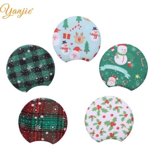 1 Pair 3.3" Christmas Minnie Mouse Ears Snowman Plaid Deer Print Fabric Festival DIY Girls Hair Accessories For Women Party