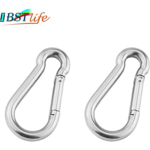 2PCS 8mm Multifunctional 304 Stainless Steel Spring Snap Carabiner Quick Link Ring Hook snap shackle Chain Fastener Hook