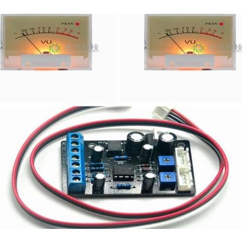 2pcs TN-65 VU Panel Meters DB Level Header Backlight w 1pc Power Driver Board