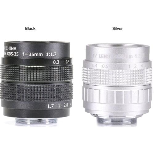 35mm F/1.7 C mount CCTV 2/3" lens body 12 blades for Nikon 1 J1 J2 V1 V2