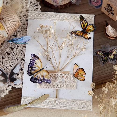 40Pcs/lot Butterfly Deco Stickers Scrapbooking Journal Toy Plants Wall Art Deco Album DIY Stationery Stickers Kids Gifts