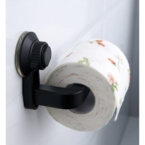 ABS Punch Free Toilet Roll Paper Holder Strong Vacuum Suction Cup Paper Towel Hanger Bracket