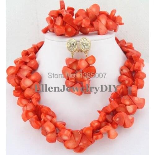 African Nigerian Wedding Beads Jewelry Set Coral Jewelry Set Coral Beads Necklace Set African Jewelry Set W6534
