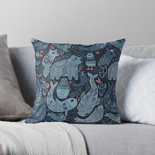 Arctic Animals. Narwhal, Polar Bear, Whale, Puffin, Owl, Fox, Bunny, Seal. Throw Pillow Cushion Cover PolyesterHome Decor