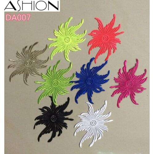 10 PCS gold fluorescent color Flower lace Applique patch Tango Latin dance ballet costumes Dress Decor Sewing Crafts DA007