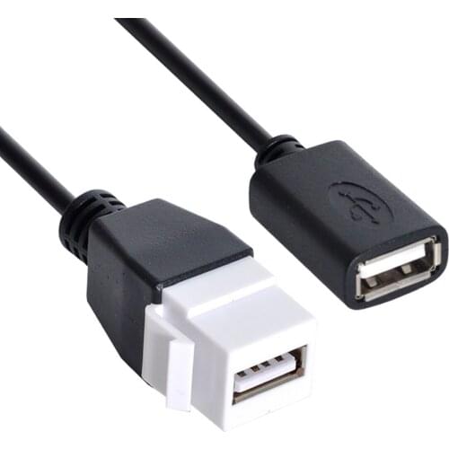 CY 20cm USB 2.0 Female to Female Extension Exteder Coupler Cable with Keystone Panel Mount Holes