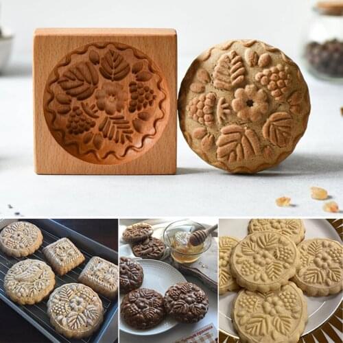 Wooden Biscuit Carved-Mold Gingerbread Biscuits Shortbread Cookie Cutter Cookie Decorative Cutter Baking Accessories Kitchen