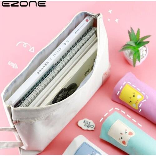 EZONE 1PCS Large Capacity Portable Stationery Bag Horizontal Double Zipper File Bag Art Bag Student Stationery Storage Bag