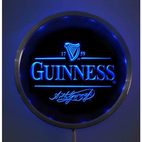 Rs-a0057 Guinness LED Neon Light Round Signss 25cm/ 10 Inch - Bar Signs with RGB Multi-Color Remote Wireless Control