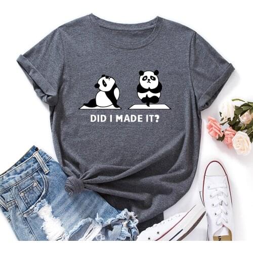 Animal Graphic Tee Did I Made It Funny Panda Exercise Shirt for Women Cute Panda Bear T-Shirt Summer Cotton Short Sleeve Tops