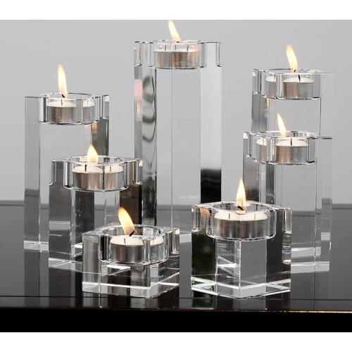 IMUWEN K9 Crystal Candle Holder Delicate Candle Stand Center Table Candlestick For Party Gift Home Decoration