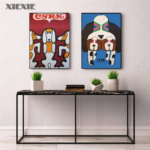 Poland Circus Dog Canvas Poster Minimalist Wall Art Illustration Gift Wall Art Picture Modern Painting for Living Room Decor