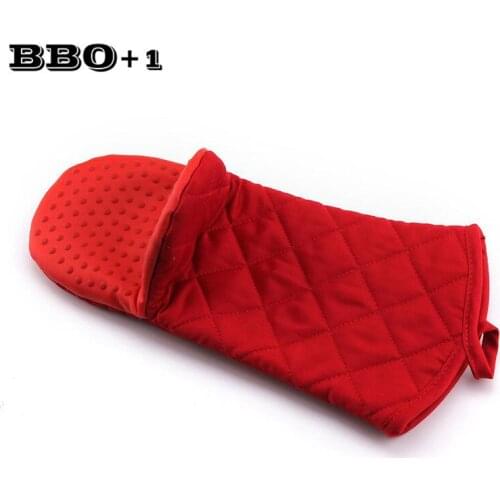 Kitchen Glove Baking Cooking Gloves Cook BBQ Microwave Oven Mitts Red Black Resistant Silicone Glove Baking Accessories 33cm 1pc