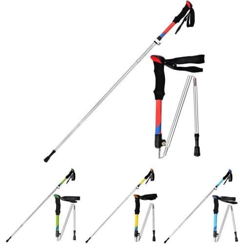 Lightweight 5 Sections Aluminum Alloy Folding Hiking Trekking Pole Walking Stick