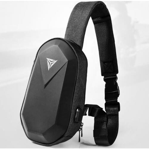 NEW 3 Color Men Polyhedron PU Backpack USB Bag Waterproof Colorful Leisure Sports Chest Pack Bags For Mens Women Travel Camping