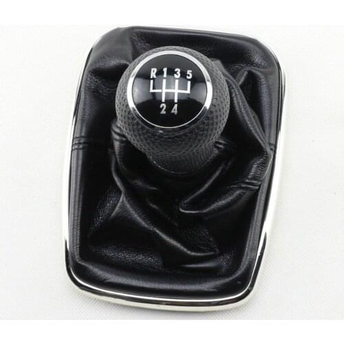 New 5 Speed Gear Shift Knob Gaitor Boot Black PU Leather for VW Golf Bora Jetta MK4 1999-2004