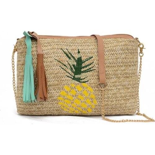 Summer straw bag women 2020 new Korean fresh pineapple beach wild shoulder Messenger bag mobile coin purse women