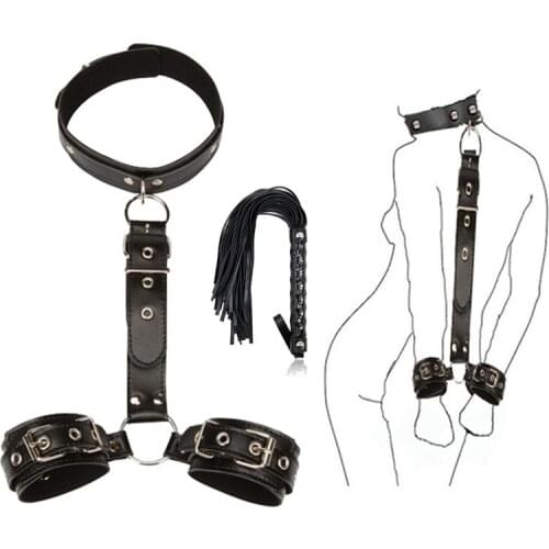 SMLOVE Erotic Sex Toys for Couples Woman Sexy BDSM Bondage Handcuffs Neck Collar Whip for Adult Toys Slave Sex Accessories