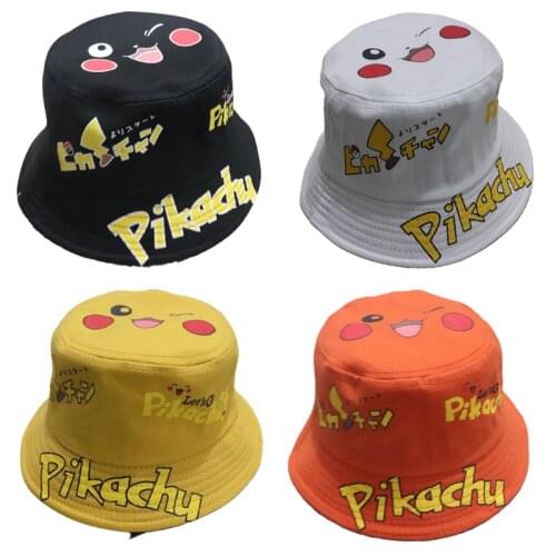 Pokemon Pikachu Graffiti Letters Children Spring Summer Fishing Fisherman Hat Summer Outdoor Panama Hip Hop Hat Snapback Hat