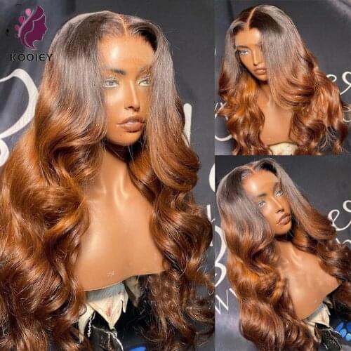 Brown Ombre Lace Front Wig Pre Plucked Body Wave Human Hair Wigs Transparent Lace Malaysian Remy Ombre Brown Wig For Black Women