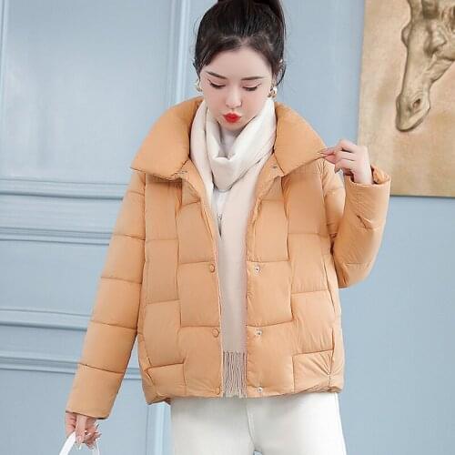 2021 New Winter Women Short Parkas jacket Casual Cotton Padded Buttons Warm Jacket Winter Snow Coat Casual Outerwear